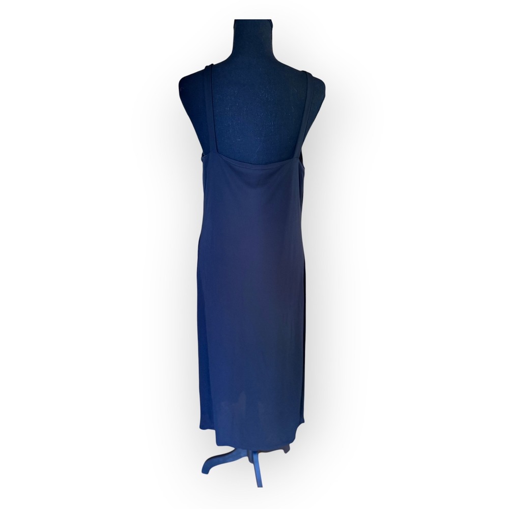 Vintage Banana Republic Black Tie Front Slip Dress L Midi Minimalist 90s Y2K